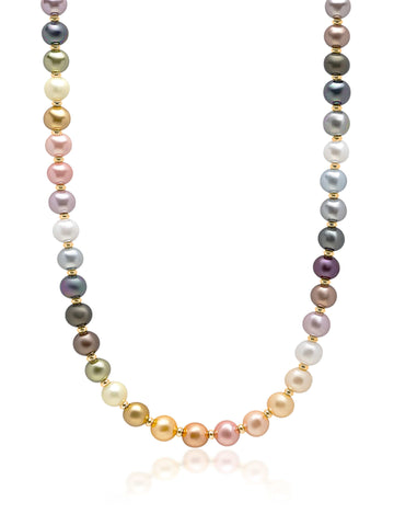 Nialaya Men's Necklace Pastel Pearl Necklace with Gold 20 Inches / 50.8 cm MNEC_249